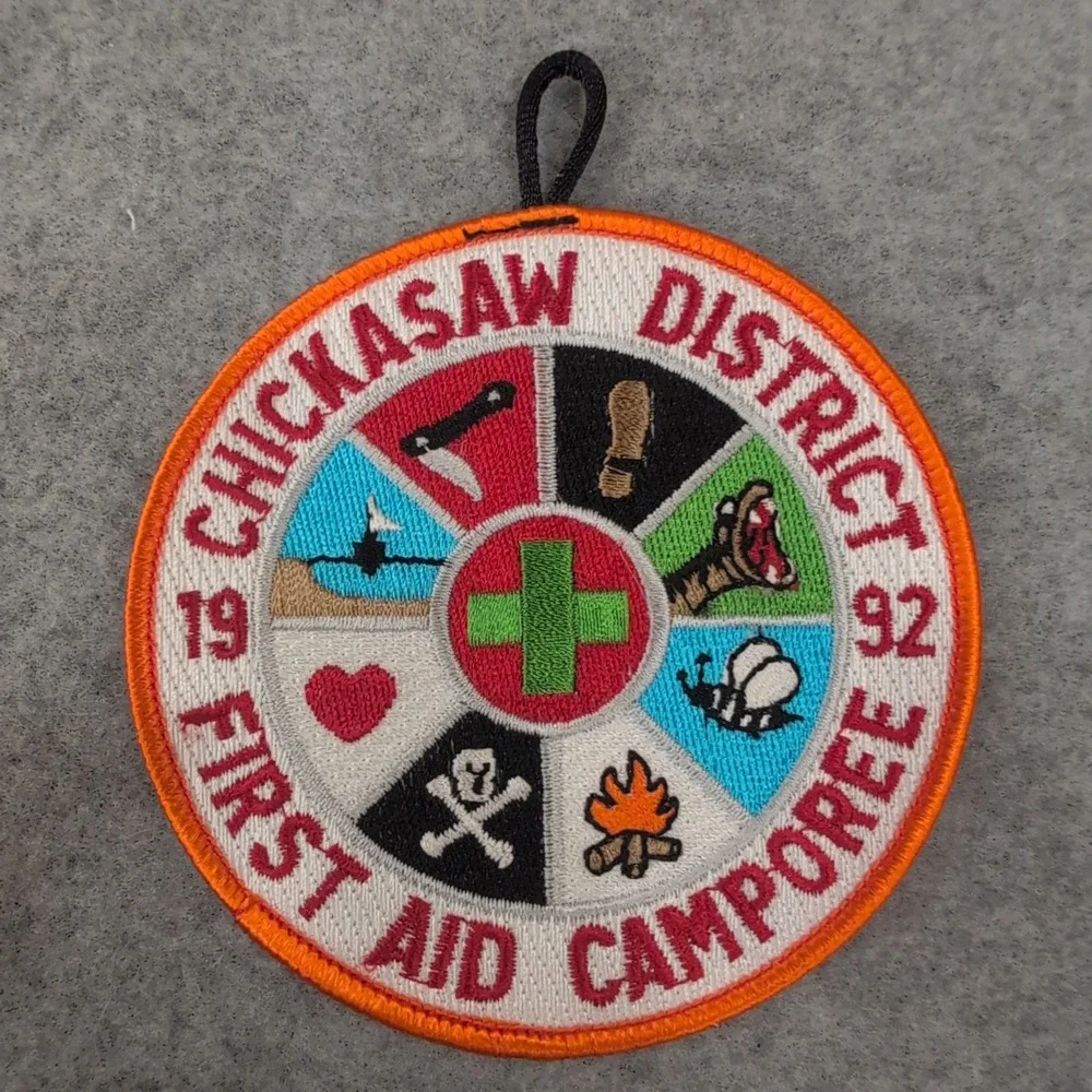 Chickasaw District First Aid Camporee 1992 Boy Scout Patch with Loop 4" - Picture 1 of 2